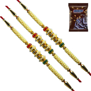3 Rakhi - Pearl Rakhi Set With Chocolate Box
