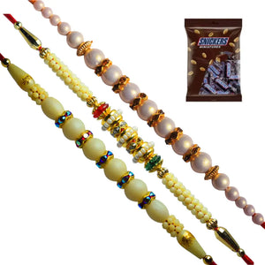 3 Rakhi - Pearl Rakhi Set With Chocolates Box