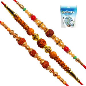 3 Rakhi - Rudraksh Rakhi Set With Chocolate Box