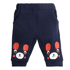 Boys Cotton Stripes Bear Print Half Sleeves T-shirt and Joggers Set In Multi Color