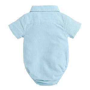 Boys Green Stripe Onesie and Shorts Set