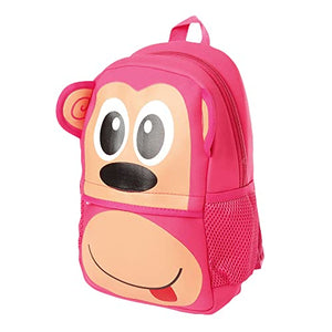 Boys and Girls Neoprene 12 Inch Monkey Face Backpack in Pink Color