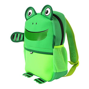 Boys and Girls Neoprene 12 Inch Cute Frog Backpack - in Green Color