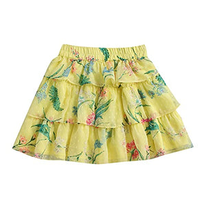 Girls Polyester Top & Floral Print Skirt Set in Pink Color
