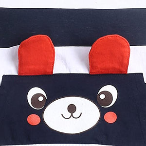 Boys Cotton Stripes Bear Print Half Sleeves T-shirt and Joggers Set In Multi Color