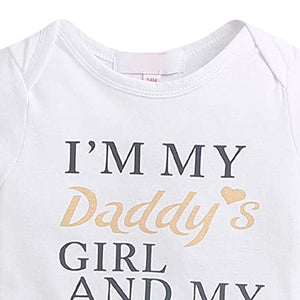 Girls White Text Print Onesie And Skirt Set with Headband