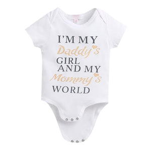 Girls White Text Print Onesie And Skirt Set with Headband