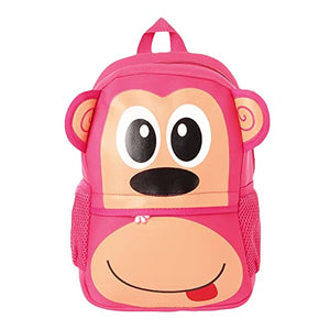 Boys and Girls Neoprene 12 Inch Monkey Face Backpack in Pink Color