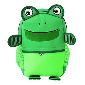 Boys and Girls Neoprene 12 Inch Cute Frog Backpack - in Green Color