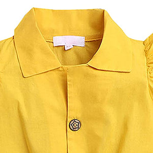 Girls Solid Playsuit in Yellow Color