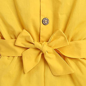Girls Solid Playsuit in Yellow Color