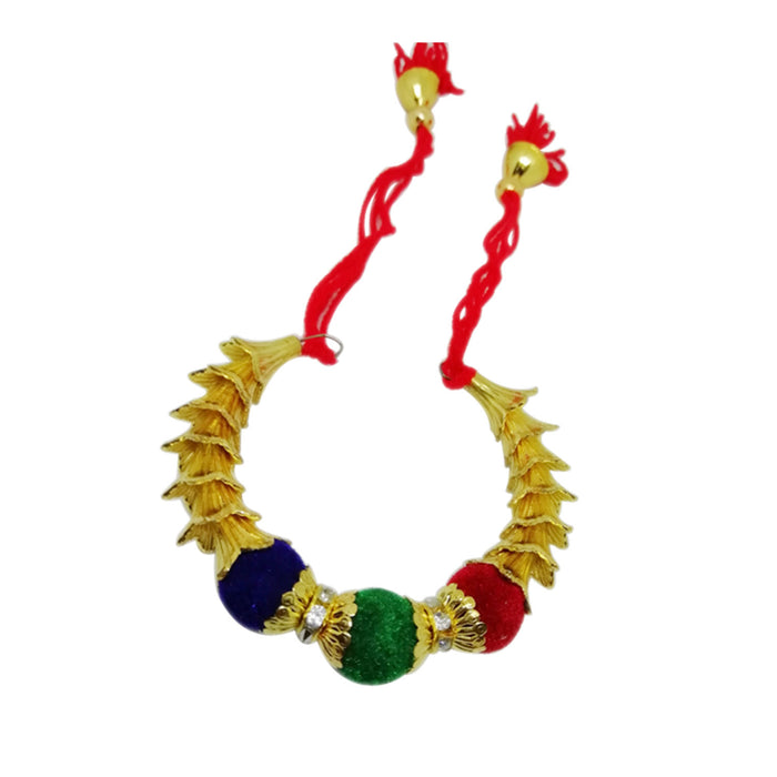 1 Rakhi - Red, Green and Blue Bead Lumba Rakhi.