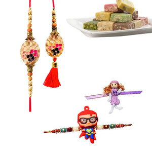 4 Rakhi - Bhabhi Rakhi And Kids Rakhi With Indian Sweets