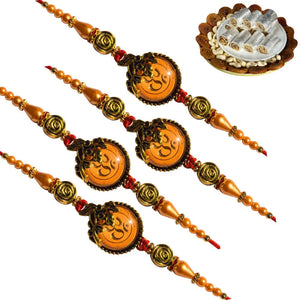 4 Rakhi - OM Rakhi Set With Indian Sweet