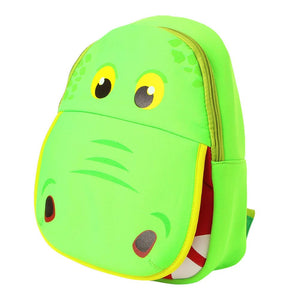 Boys and Girls Neoprene Hippo Face Backpack in Green Color for Ages 3-6 Years