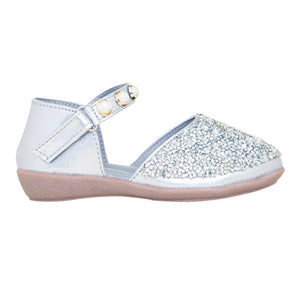 Girls Synthetic and PU Glitter Embellished Mary Jane In Silver Color For, UK : 7