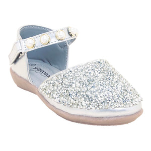 Girls Synthetic and PU Glitter Embellished Mary Jane In Silver Color For, UK : 7