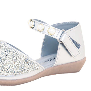 Girls Synthetic and PU Glitter Embellished Mary Jane In Silver Color For, UK : 7