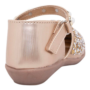 Girls Synthetic and PU Glitter Embellished Mary Jane In Gold Color