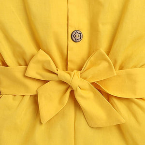 Girls Solid Playsuit in Yellow Color