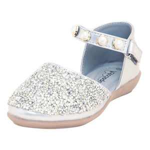 Girls Synthetic and PU Glitter Embellished Mary Jane In Silver Color For, UK : 7