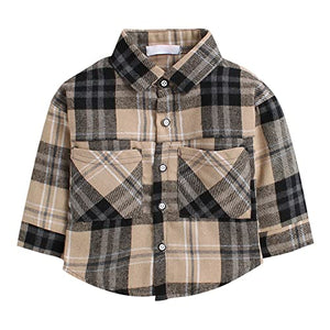 Cotton Blend Boys Plaid Print Shirt And Pant Set