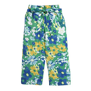 Girls Cotton Floral Print Top And Pant Set In Yellow Color