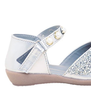 Girls Synthetic and PU Glitter Embellished Mary Jane In Silver Color For, UK : 7
