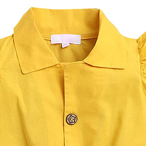 Girls Solid Playsuit in Yellow Color