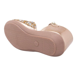 Girls Synthetic and PU Glitter Embellished Mary Jane In Gold Color
