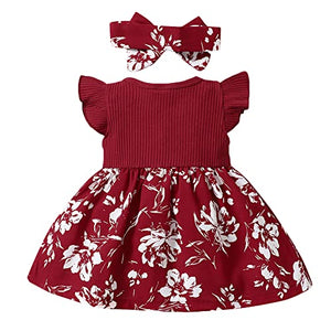 Girls Casual Knee Length Dress With Headband