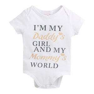 Girls White Text Print Onesie And Skirt Set with Headband
