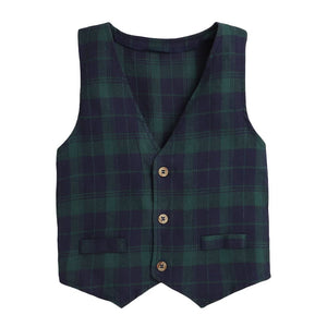 Boys Cotton Check Waistcoat Shirt And Pant Set In Multi Color For Ages 2-3 Years (Sn-2139909, Regular Fit)