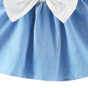 Girls Cotton Solid Cap Sleeves Fit and Flare Dresses in Blue Color