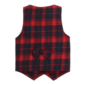 Baby Boys Cotton Checkered Waistcoat Shirt and Pant Set in Multi Color for Ages 12-18 Months