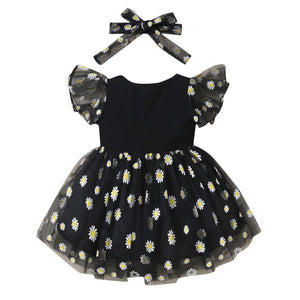 Girls Casual Knee Length Dress With Headband