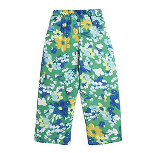 Girls Cotton Floral Print Top And Pant Set In Yellow Color