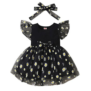 Girls Casual Knee Length Dress With Headband