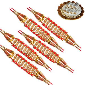 5 Rakhi - Exclusive American Diamond Rakhi Set With Indian Sweets