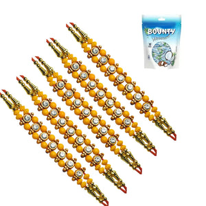 5 Rakhi - Fancy Bead Rakhi Set With Chocolate Box