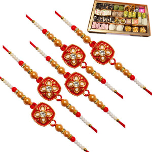 5 Rakhi - Fancy Handcrafted Rakhi With Indian Sweets
