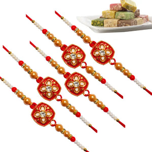 5 Rakhi - Fancy Handcrafted Rakhi With Indian Sweets