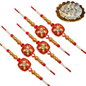 5 Rakhi - Fancy Handcrafted Rakhi With Indian Sweets