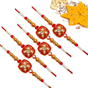 5 Rakhi - Fancy Handcrafted Rakhi With Indian Sweets