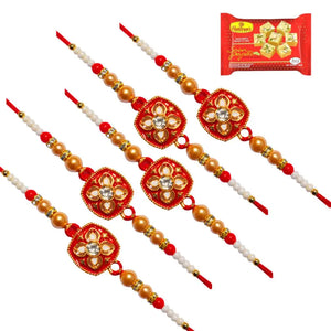 5 Rakhi - Fancy Handcrafted Rakhi With Indian Sweets