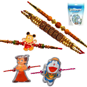 5 Rakhi - Handicraft Family Rakhi Set With Chocolate Box