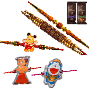 5 Rakhi - Handicraft Family Rakhi Set With Chocolate Box