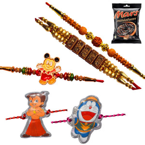 5 Rakhi - Handicraft Family Rakhi Set With Chocolate Box