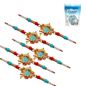 5 Rakhi - Krishna Rakhi Set with Chocolate Box
