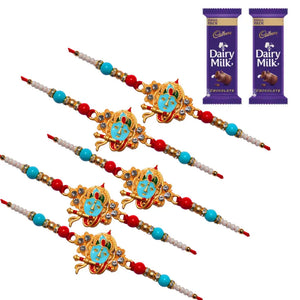 5 Rakhi - Krishna Rakhi Set with Chocolate Box